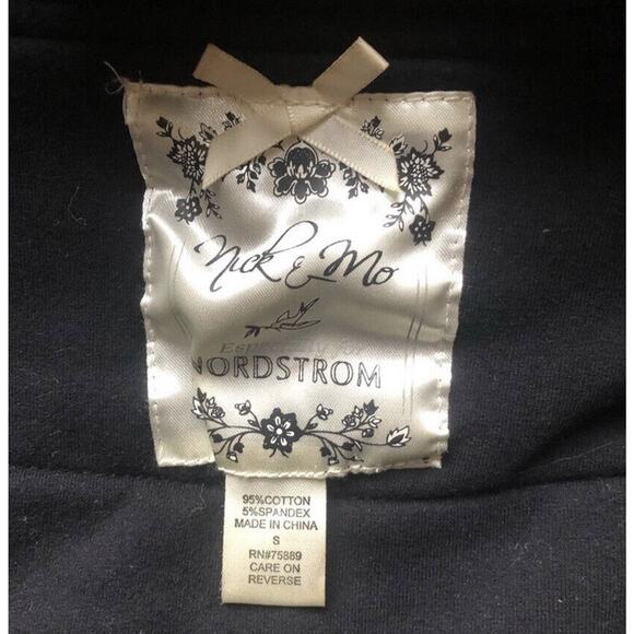 Nick & Mo Black Two Button Cotton 3/4 Sleeve Ruffle Collar Jacket, Small - Picture 7 of 8